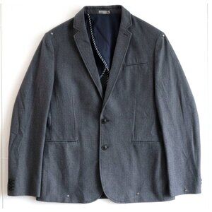 Express Men's Grey Herringbone Blazer Slim Fit 2-Button Sport Coat Jacket L